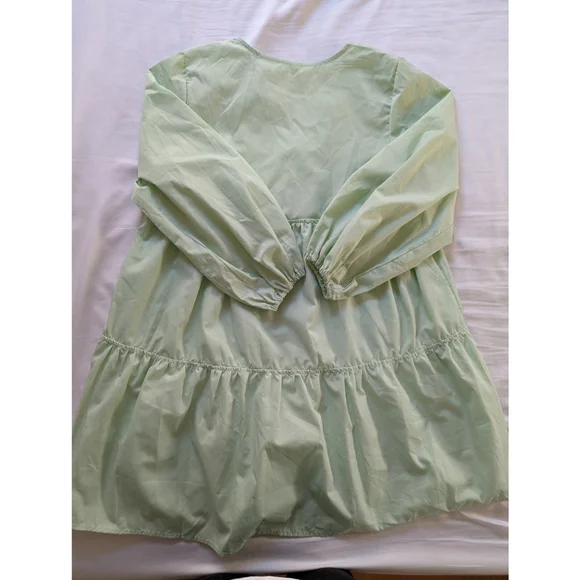 Shein Solid V-neck Smock Dress - Picture 3 of 7